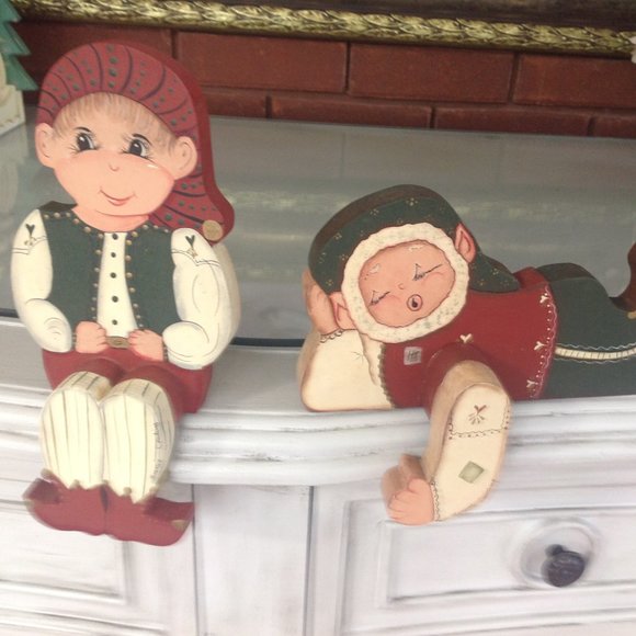 Holiday Vintage Wooden Elves Poshmark
